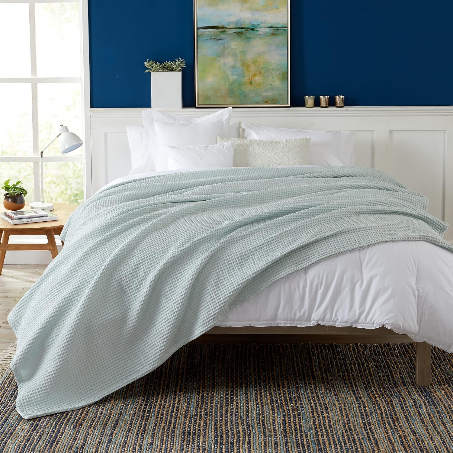 Cotton Waffle-Weave Bed Blanket