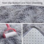 A plush 2x6 feet AROGAN runner rug in grey and white with a textured rainbow pattern, suitable for a child's room.