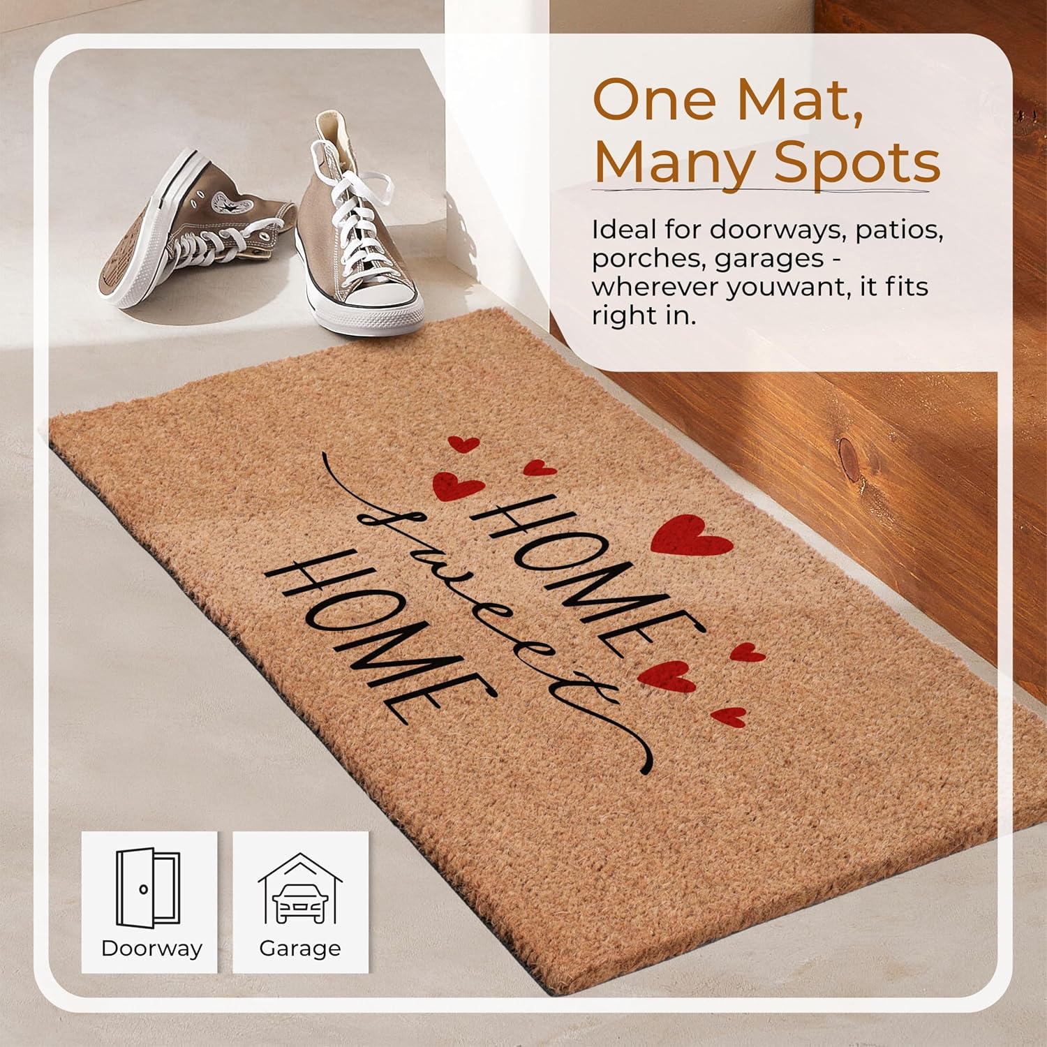Coir Doormat with PVC Backing, 17 x 30 inch