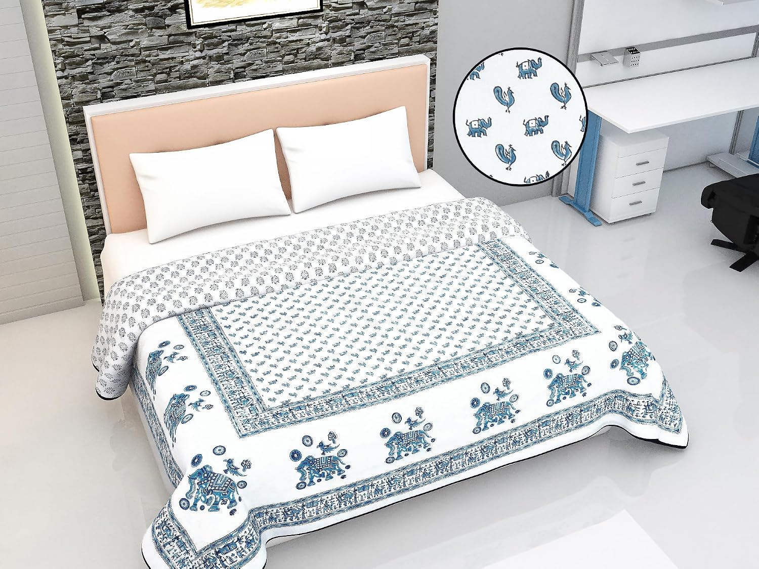 Reversible Cotton Dohar, Double Bed, Lightweight