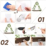 A set of two JOPSTDI White Flower floating triangle shelves with artificial ivy and LED lights, mounted on a wall.