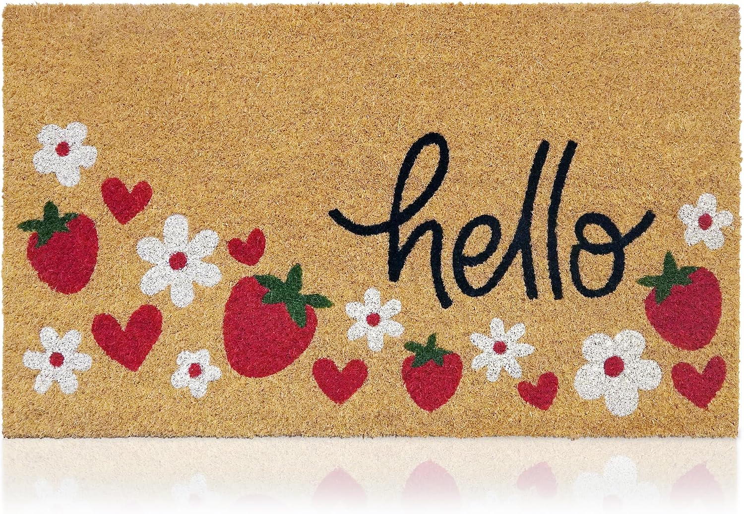 Coir Welcome Mat with Printed Design, 17 x 29 inch