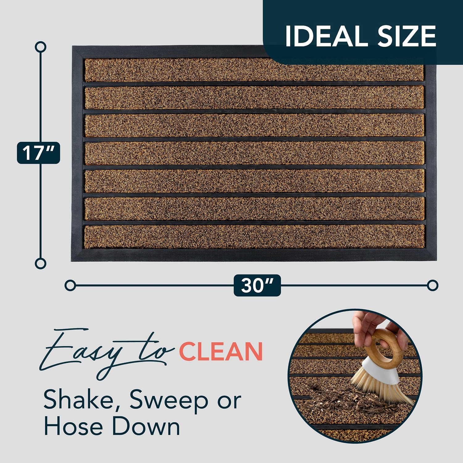 Dirt-Trapping Outdoor Doormat, 30 x 17 inch, Brown