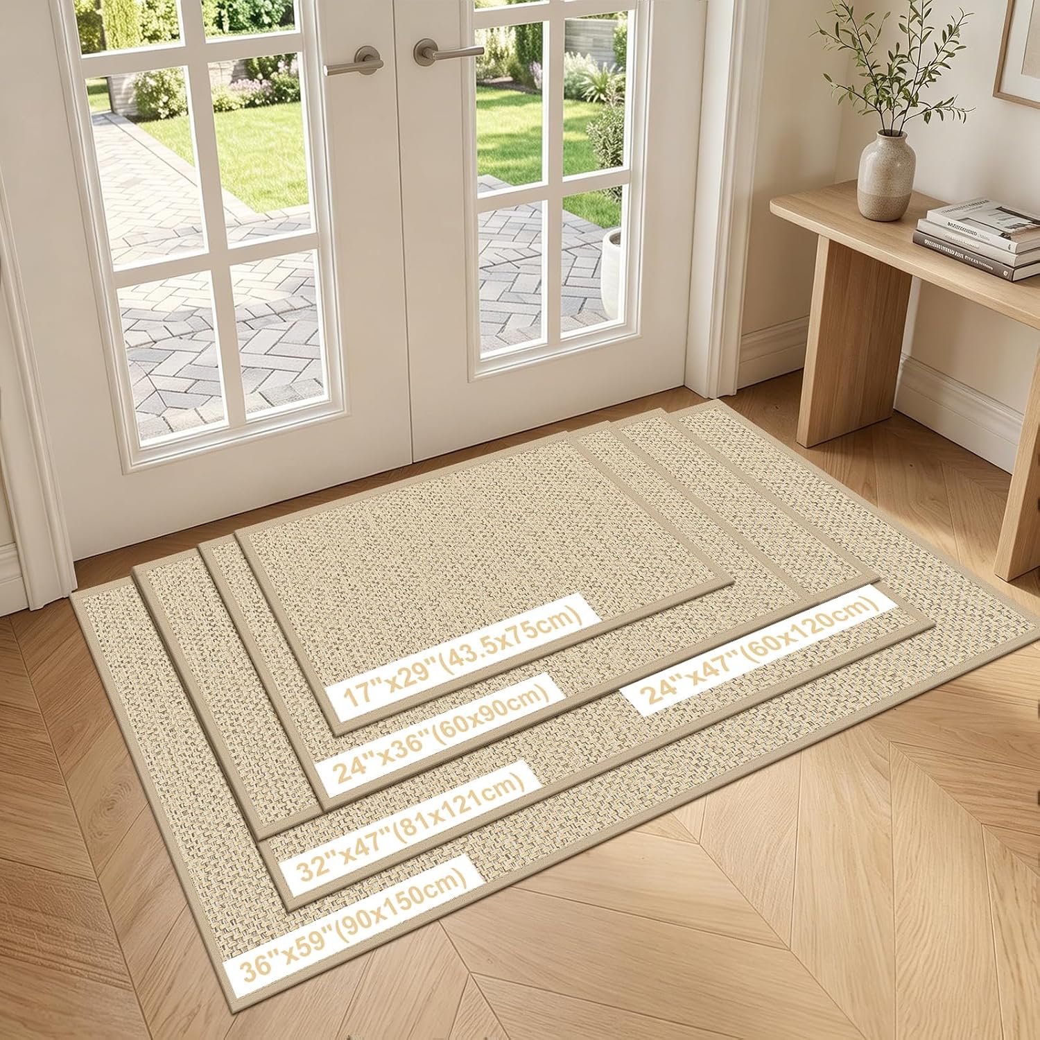 Non-Slip Indoor Doormat with Rubber Backing, 17 x 29 inch