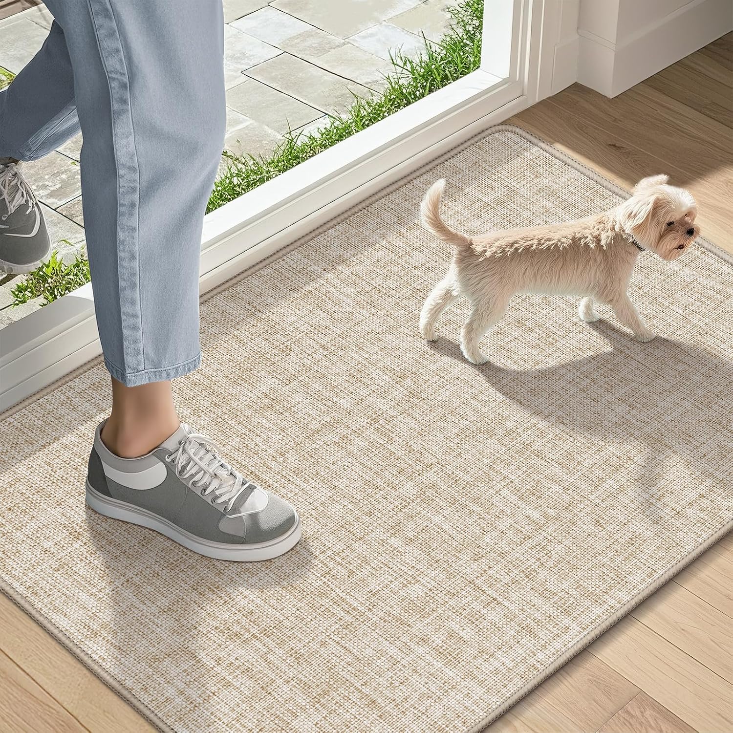Ultra-Thin Indoor Doormat, 17 x 29 inch, Khaki